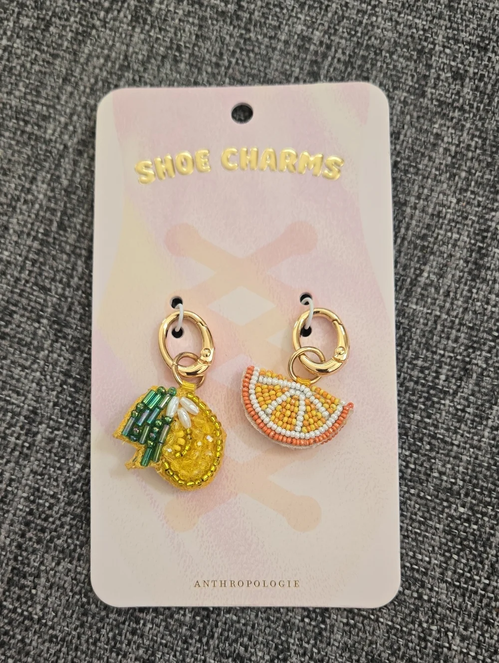 NWT Anthropologie Beaded Citrus Shoe Charms - Yellow & Orange